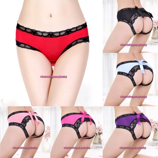 Sexy Lingerie Women Underwear Open Crotch Panties Briefs (6 Colors) LY860