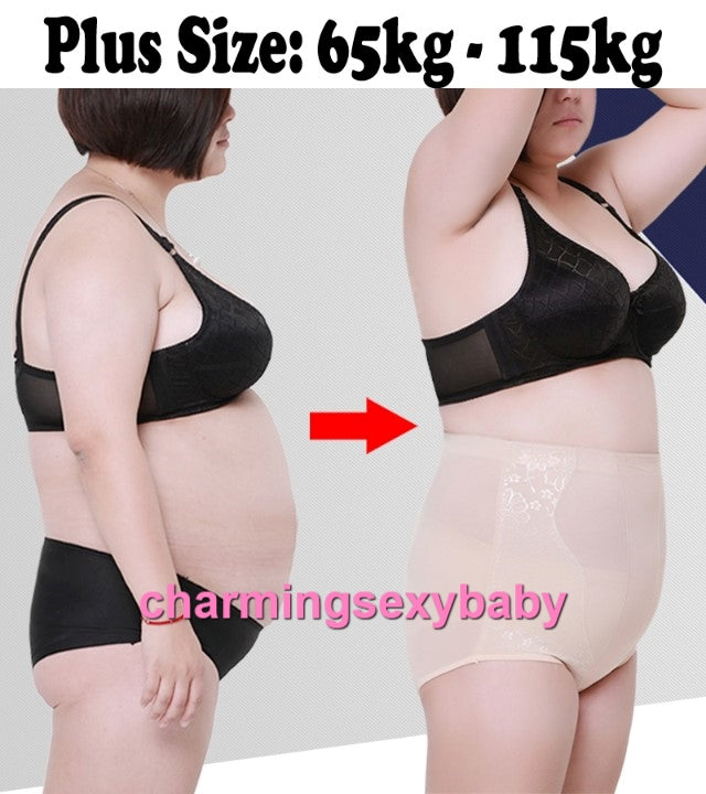 Wanita Plus Size Body Shaper Fitness High Waist Mesh Underwear Abdomen Panties PY5121