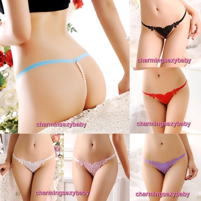 Sexy Women Underwear Pearls G-String Panties T-Back Knickers  (7 Colors) LY162