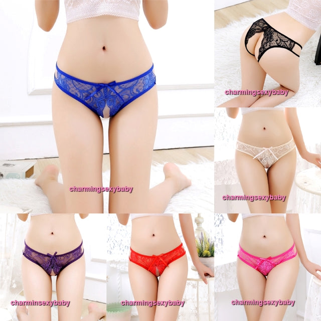 Women Sexy Underwear Lace Open Crotch Panties Lingerie (7 Colors) LY233