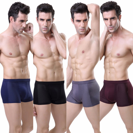 Sexy Bamboo Fiber Breathable Mesh Men's Underwear Boxers Briefs (4 Colors) LY3828