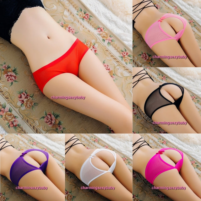 Sexy Lingerie Women Underwear Mesh Open Crotch Panties Briefs (6 Colors) LY872
