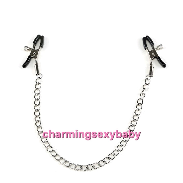 Silver Adjustable Breast Nipple Clamp Chain Clips BDSM Bondage Sex Toys Couple Adult Games CAN-2